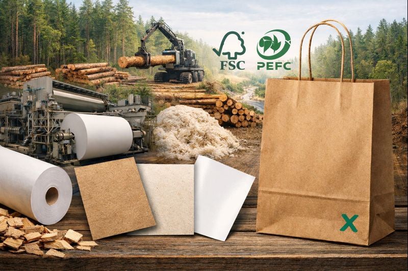 ¿De dónde viene el papel de las bolsas? Producción, tipos y sostenibilidad